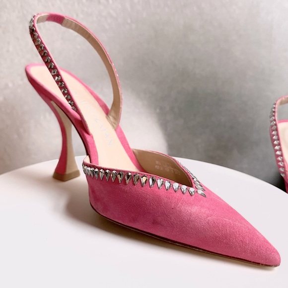🌺 STUART WEITZMAN🌺 Gemcut Xcurve 100 Slingback Pink Pump size 9.5 - Picture 4 of 17